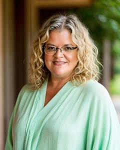 Portrait of Tanya Logan, the principle behind Finch Hollow Press, an independent book publisher.
